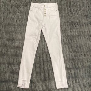 HIGH Rise Catch Stitch Collection White Skinny Jeans